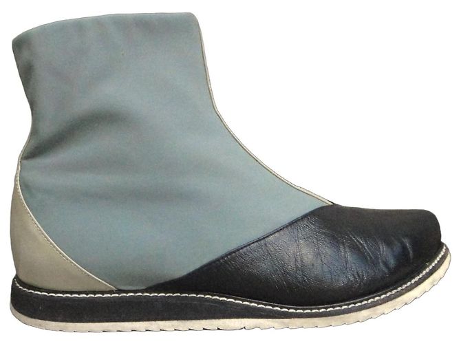 Autre Marque Bottines Slack London en cuir et nylon Noir Gris