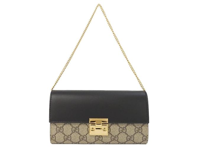 Carteira com corrente Gucci bege e preto