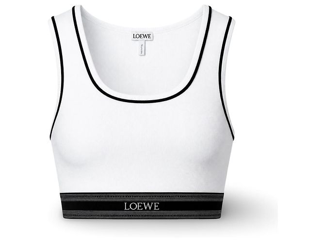 Loewe Weißes Sport-Top mit schwarzen Details