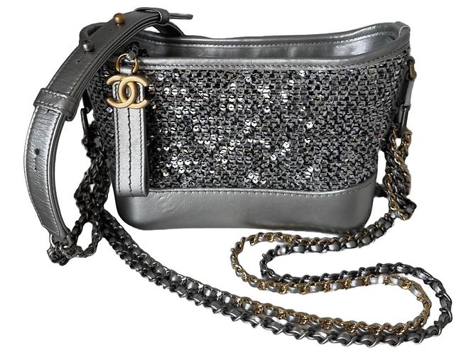 Borsa Chanel Gabrielle Paillettes Argento Silver hardware 