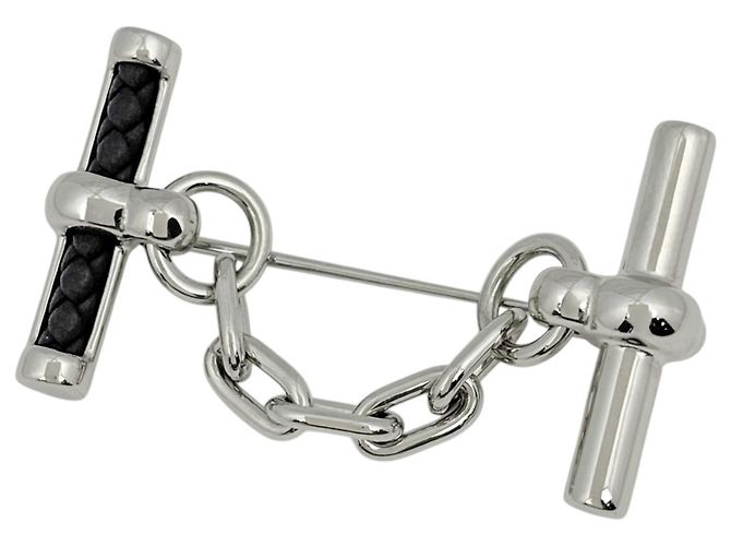 Hermès Broche Flibustier Hermes Noir Argenté