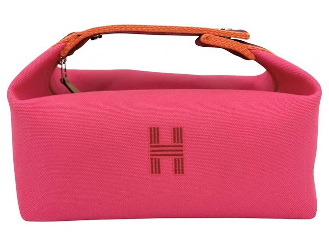 Hermès Pochette de mano en algodón rosa Hermes