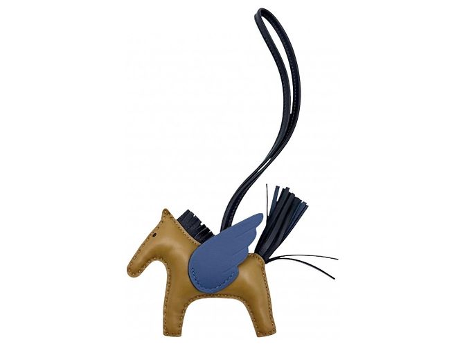 Hermès Chaveiro Hermes Rodeo Pegasus PM Charm para bolsa Marrom Azul marinho