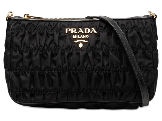 Borsa a Spalla Prada Chain Gathered Nero