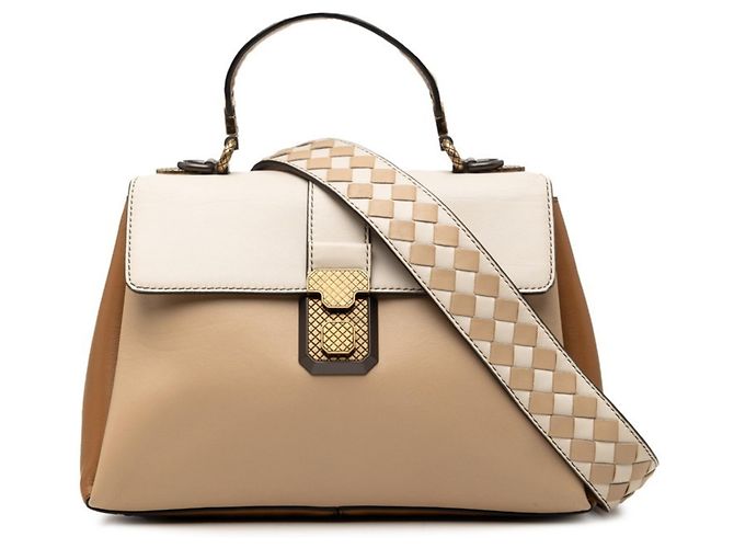 Borsa a mano Small Piazza Bottega Veneta Marrone Bianco