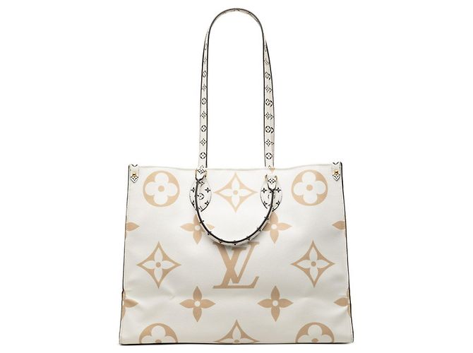 Bolsa Tote Louis Vuitton Monogram Giant OnTheGo GM Branco Bege Verde