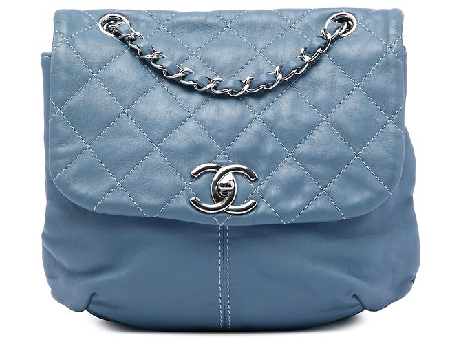 Chanel Blue Mini Quilted Lambskin Trianon Messenger Flap Bleu Bleu clair