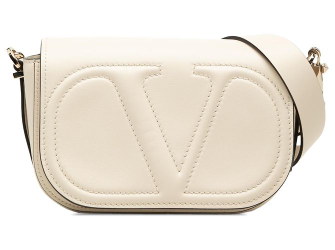 Bolsa Transversal Valentino VLogo Walk em couro de vitelo branco Small Fora de branco