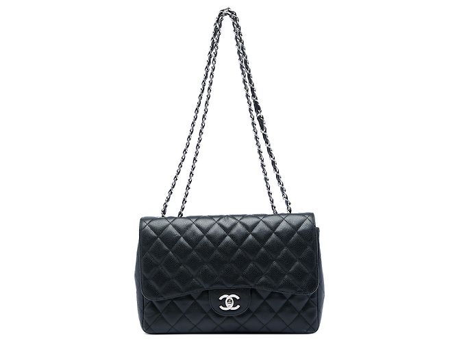 Chanel Black Jumbo Classic Caviar Single Flap Noir