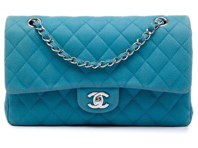 Chanel Blue Medium Classic Caviar Double Flap Bleu