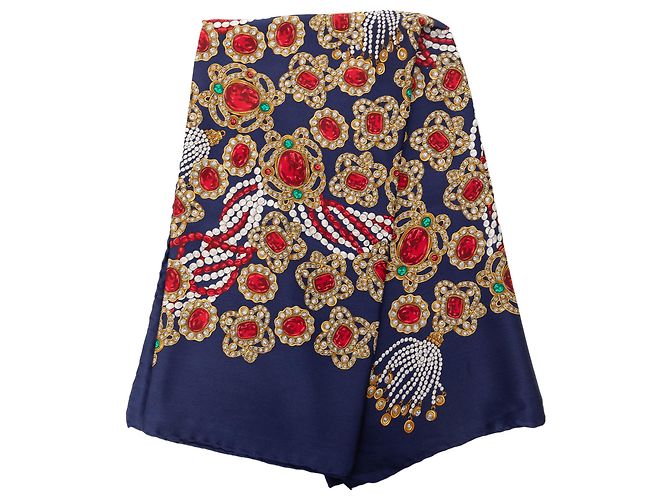 Pañuelo de seda estampado Blue Gripoix Chanel Azul Azul marino