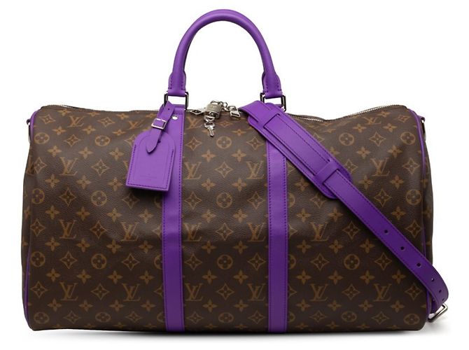 Bolsa Louis Vuitton Monogram Macassar Keepall Bandoulière 50 Roxo
