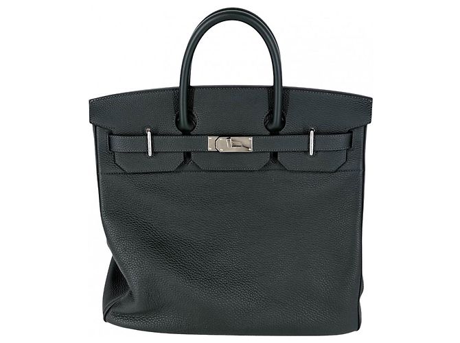 Haut à courroies Borsa in pelle Taurillon verde scuro Hermès
