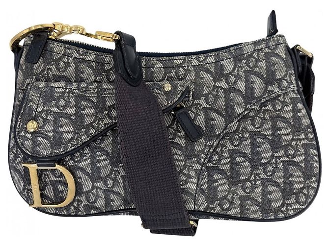 Borsa Saddle Trotter da donna Christian Dior Blu navy