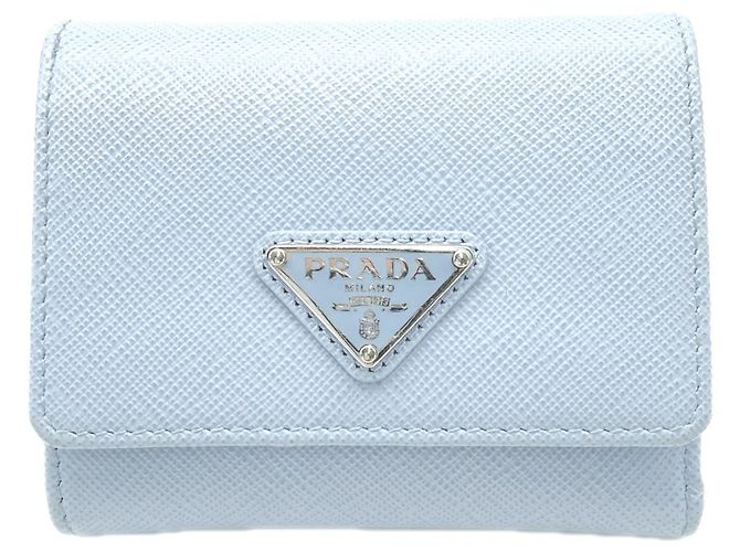 Prada Saffiano Triangle Wallet Blue