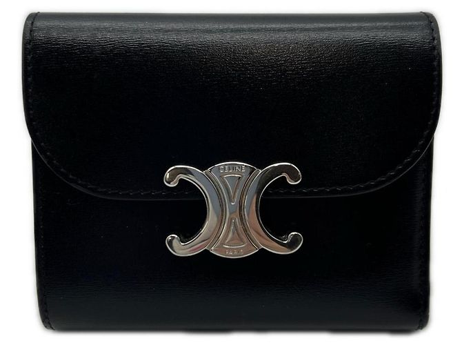 Céline Carteira Small Flap em couro de vitelo Celine Preto