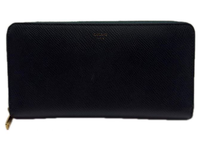 Céline Cartera grande con cremallera de piel de becerro Celine, verde