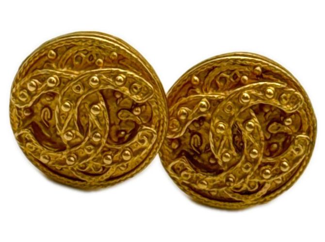 Orecchini a clip rotondi Chanel Coco Mark Oro D'oro