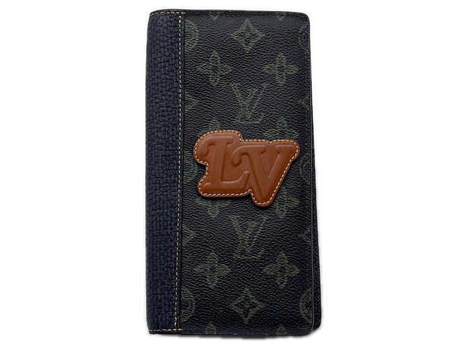 Louis Vuitton Monogram Portefeuille Brazza NM Marrone Verde Blu navy