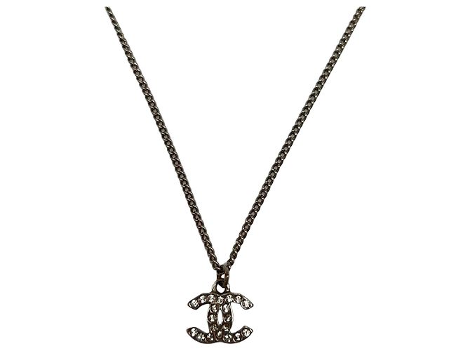 Collier CHANEL Coco Mark en strass argenté
