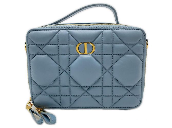 Bolsa Caro Box de couro Christian Dior Azul