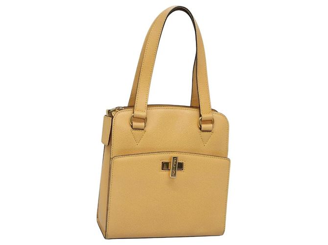 Céline Celine Vintage Turnlock Leather Gelb