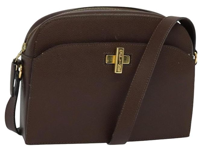 Céline Celine Vintage Turnlock Leather Marrone