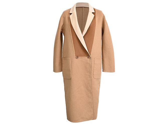 Max Mara Kipur Reversible Coat in Beige Wool