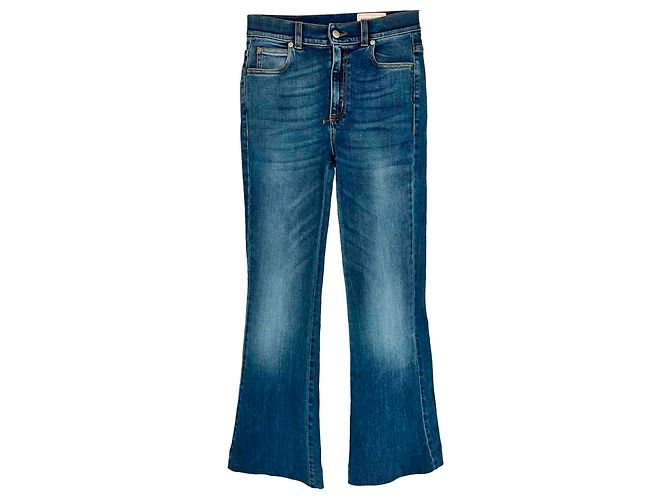 Alexander McQueen Schlaghose aus hellblauer Baumwolle