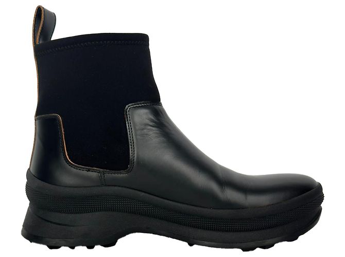 Jil Sander Chelsea Ankle Boots in Black Leather
