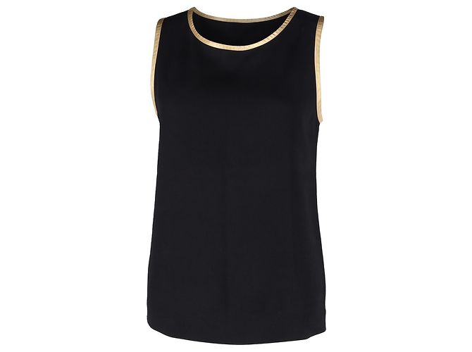 Regata Saint Laurent com decote redondo em chiffon preto