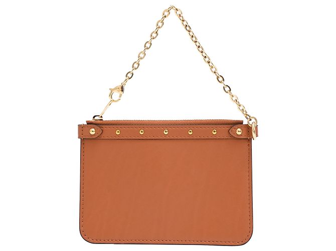 Bolsa Louis Vuitton Mini Zipped Chain em couro marrom Vermelho