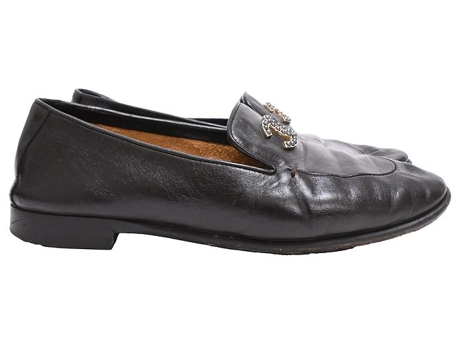 Timeless Mocassini Chanel CC decorati in pelle di vitello nera Nero
