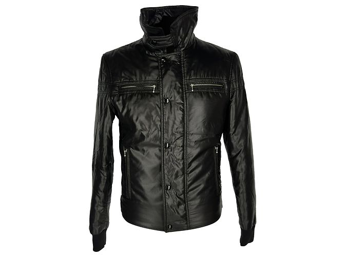 Saint Laurent gesteppte Jacke mit Knöpfen aus schwarzem Polyamid