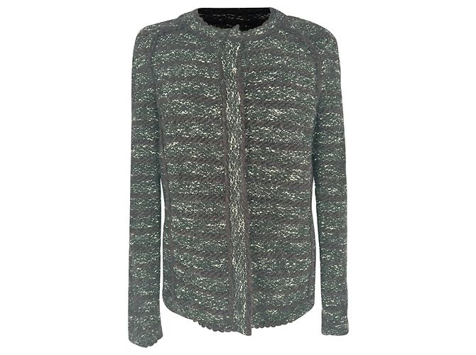 Giacca Isabel Marant Étoile in lana nera con bordi in tweed e zip Nero