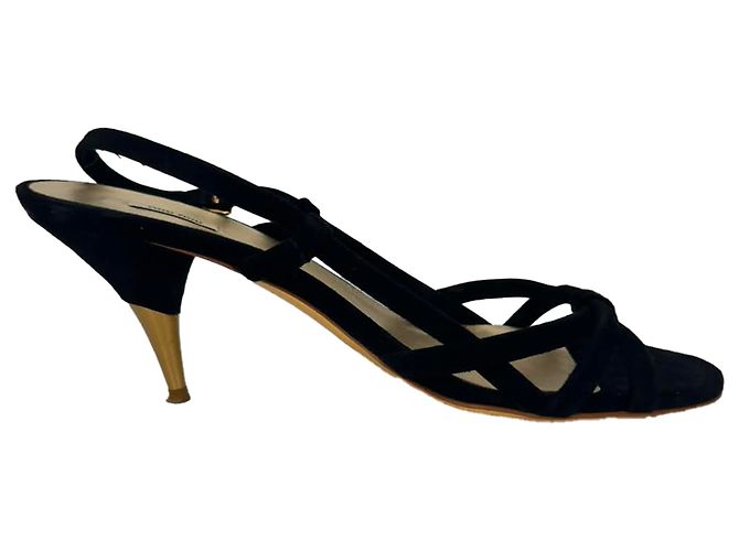 Sandales slingback Miu Miu en daim noir