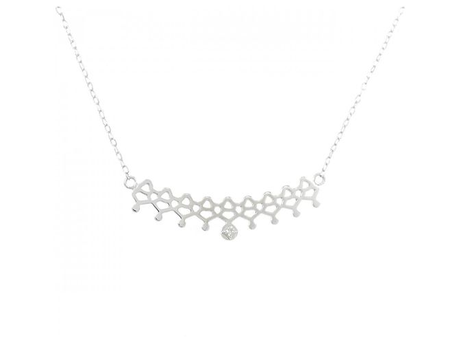 Autre Marque Collar de oro blanco 10K y diamantes Plata
