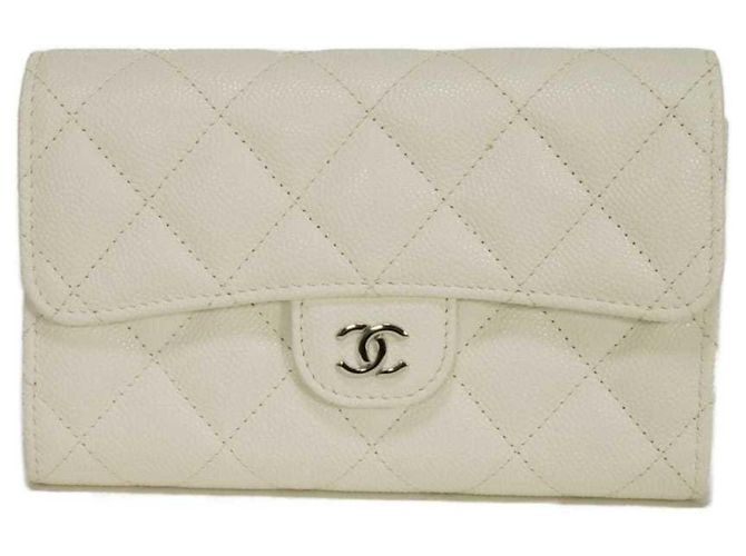 Chanel Matelassé Medium Tri-fold Wallet White