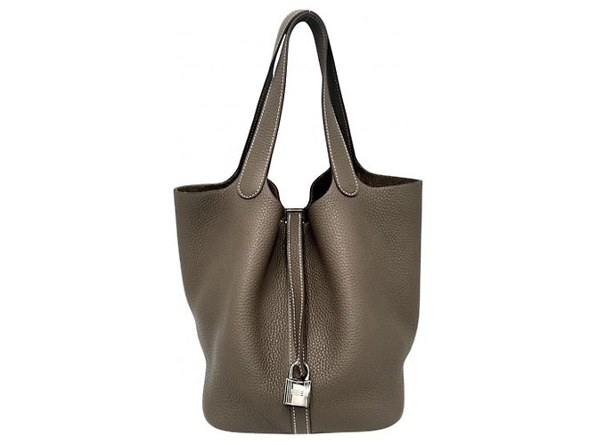 Hermès Bolsa Hermes Picotin Lock MM Taupe