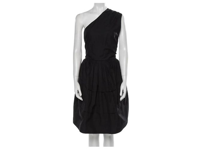 Alaïa Abito nero monospalla con volant