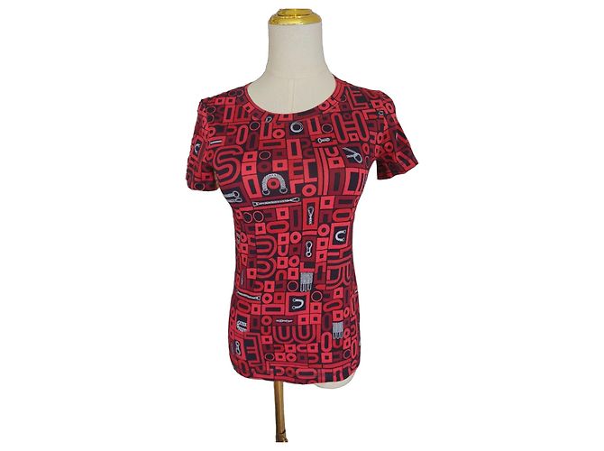 T-shirt Hermès con stampa geometrica Rosso Blu scuro