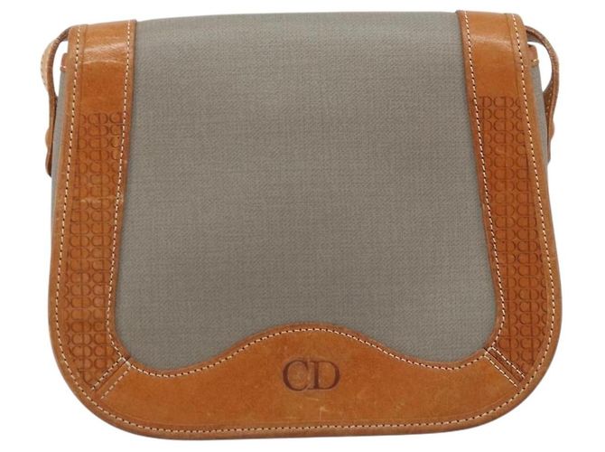 Borsa a tracolla Christian Dior CD in tela e pelle Marrone