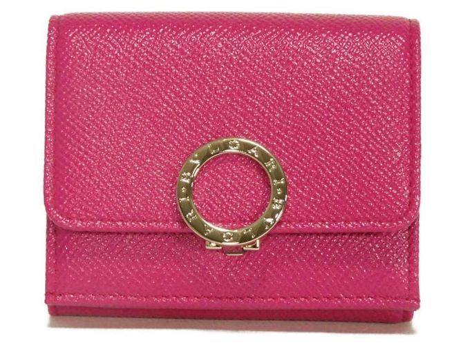 Bulgari Bvlgari Pink Leather Tri-Fold Wallet