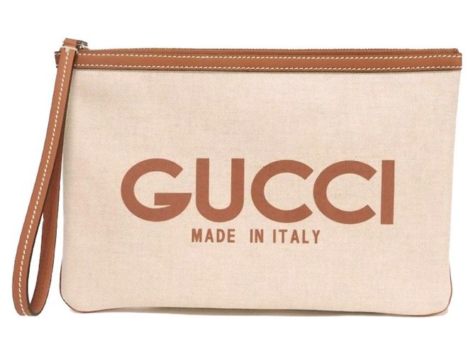 Gucci Clutch aus beigeem Leinen