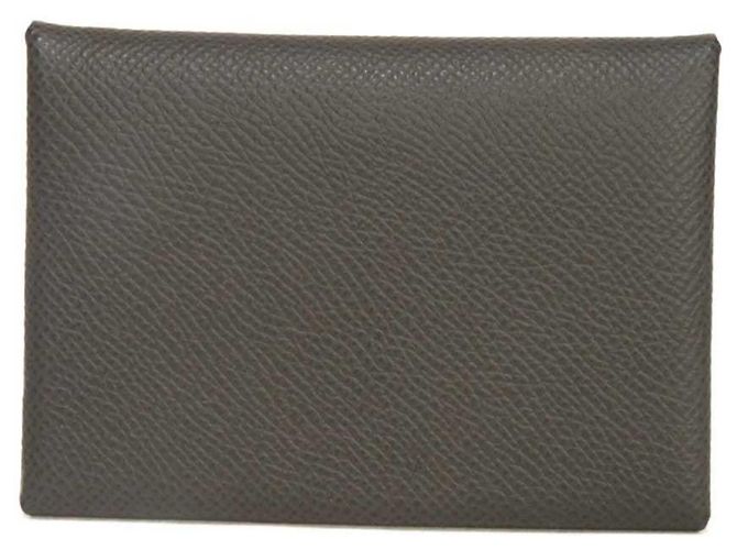 Hermès Hermes Calvi Duo Coin Case Dark grey Damier ebene