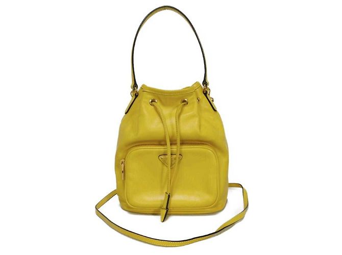 Borsa a secchiello Duetto in Saffiano Prada Giallo