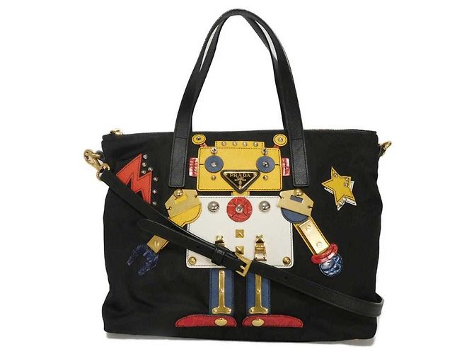 Sac cabas Prada Tessuto Robot Applique Noir