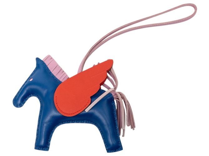 Hermès Hermes Rodeo Pegasus Taschenanhänger Weiß Blau