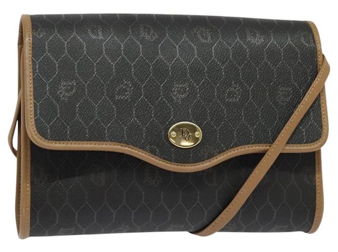 Christian Dior Vintage Honeycomb Flap Coated Canvas