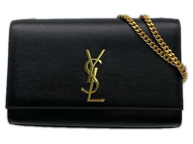 Sac à bandoulière Yves Saint Laurent Kate en cuir grainé moyen Noir 